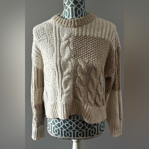 Anine Bing Women's Cream and Tan Cable Knit Sweater - Picture 3 of 5